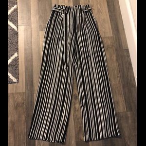 Striped pants with belt